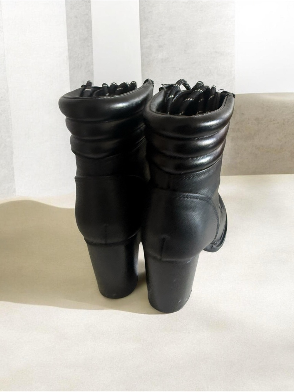 Ardene Black Padded-Collar Heeled Ankle Boots